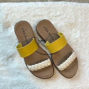 CL by Laundry Yellow and White Sandals